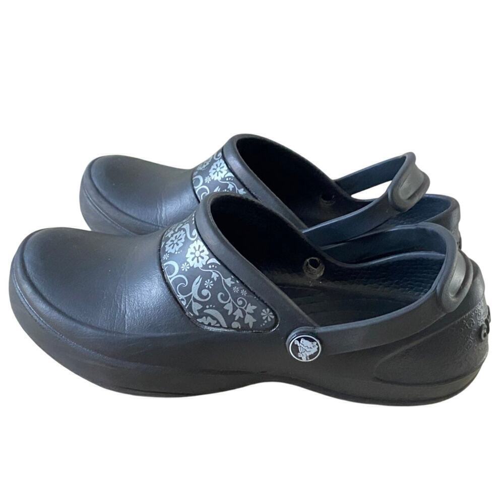 Crocs Womens Sling Backs Ankle Strap Flower Pattern US 6 Summer Sandal Clogs